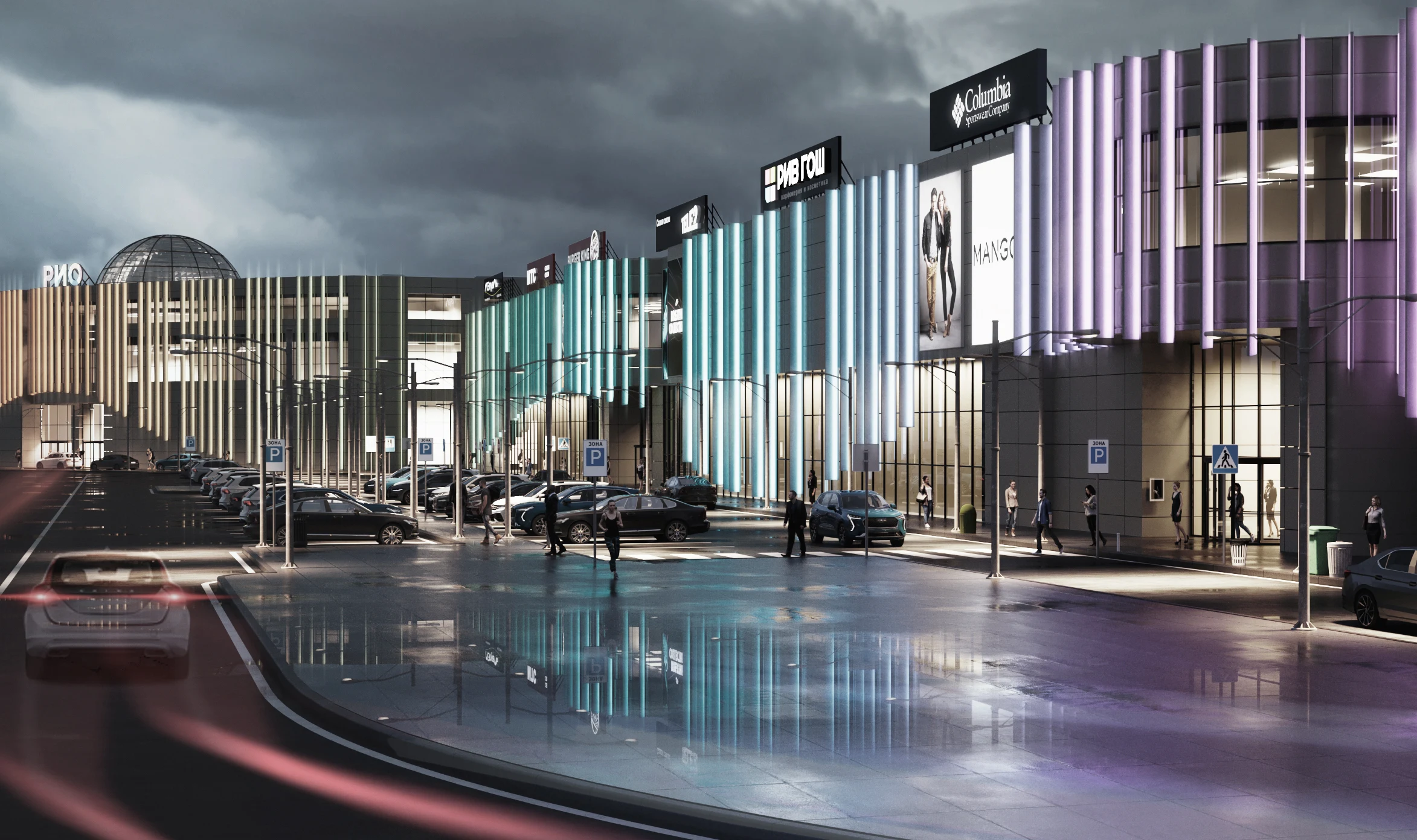 реновация фасада торгового центра РИО